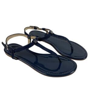 Coach Rolanda Patent Leather Blue Thong Sandals 9.5 B